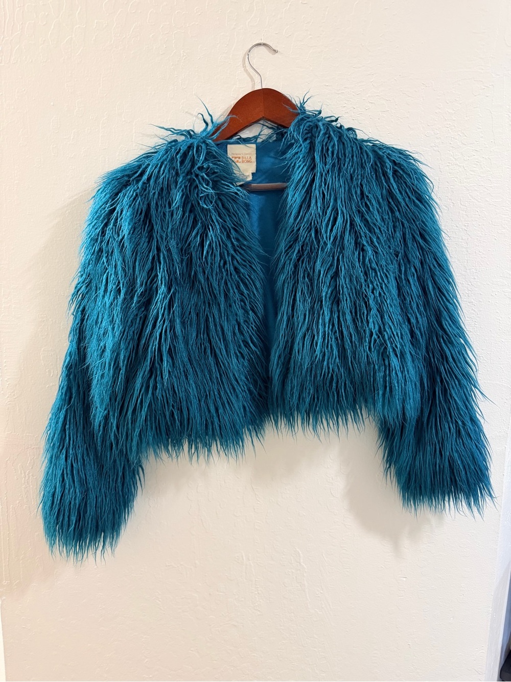 Billabong Teal Faux Fur Cropped Jacket